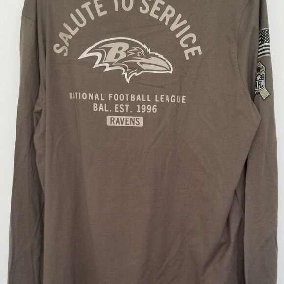 Men's Baltimore Ravens Nike Olive Salute to Service Sideline Long Sleeve T-Shirt - Picture 8 of 12